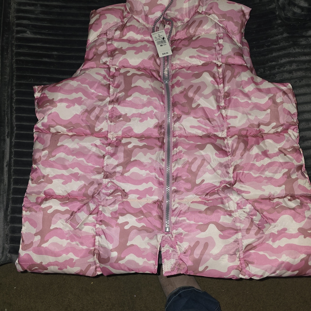 Ashley Stewart Pink and White Camo Puffer Jacket